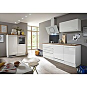 Respekta Premium Composición de cocina (Ancho: 320 cm, Con dispositivos eléctricos, Blanco de alto brillo)