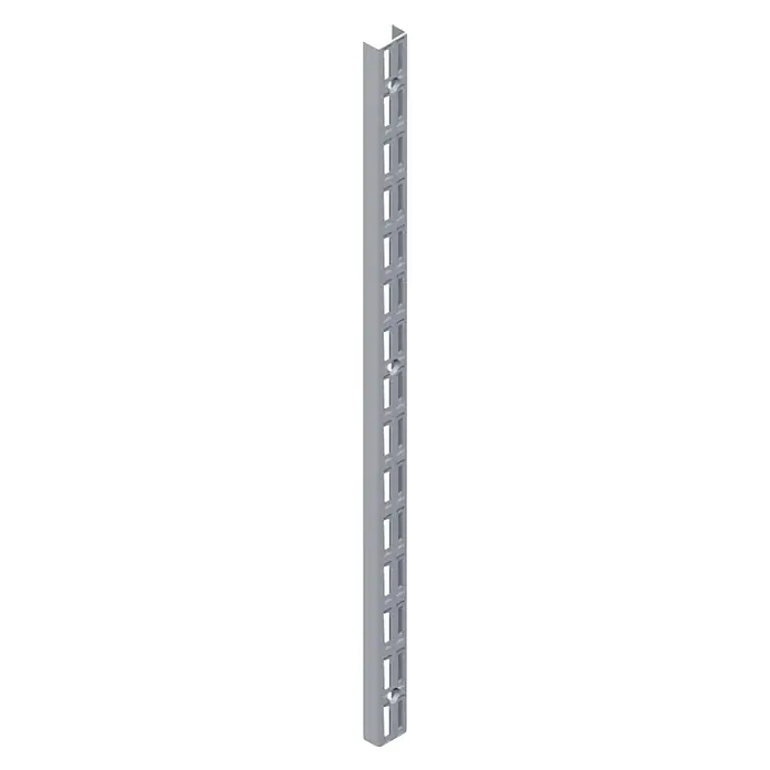 Element System Wandschiene - Länge: 140 cm, Weiß, Zweilochsystem, 4 Stk. - Einzelner, länglicher Wandträger aus Metall mit rechteckigen Aussparungen zur Montage von Regalböden. Stabil und vielseitig einsetzbar.