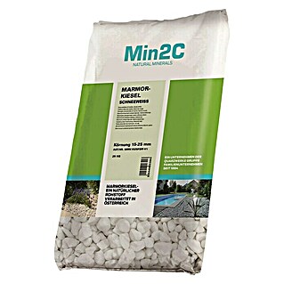 Min2C Ukrasni kamenčići (Sniježno bijele boje, Granulacija: 15 mm - 25 mm, 25 kg)