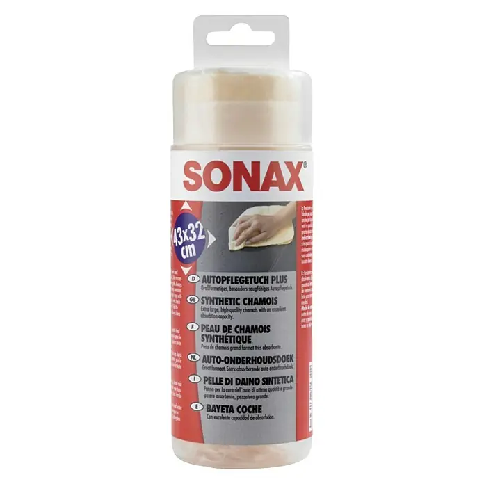 Sonax Reinigungstuch - 43 x 32 cm - SONAX Autopflegetuch Plus: Großformatiges, saugfähiges Tuch für die Autopflege. Ideal für eine schonende und effektive Reinigung des Fahrzeugs.