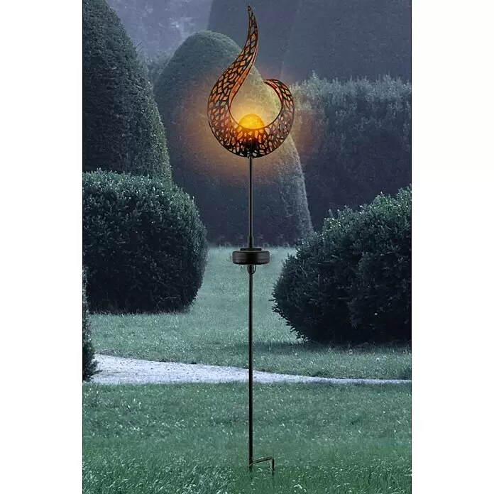 Globo Solar-Dekoleuchte - L x B x H: 16,5 x 6,5 x 90 cm, Schwarz, IP44 - Stimmungsaufnahme