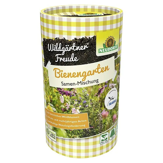Neudorff Wildgärtner Freude Blumensamenmischung - Bienengarten, 10 m² - Eine Dose "Wildgärtner Freude Bienengarten" Samenmischung, ideal für einen bienenfreundlichen Garten mit heimischen Wildblumen.