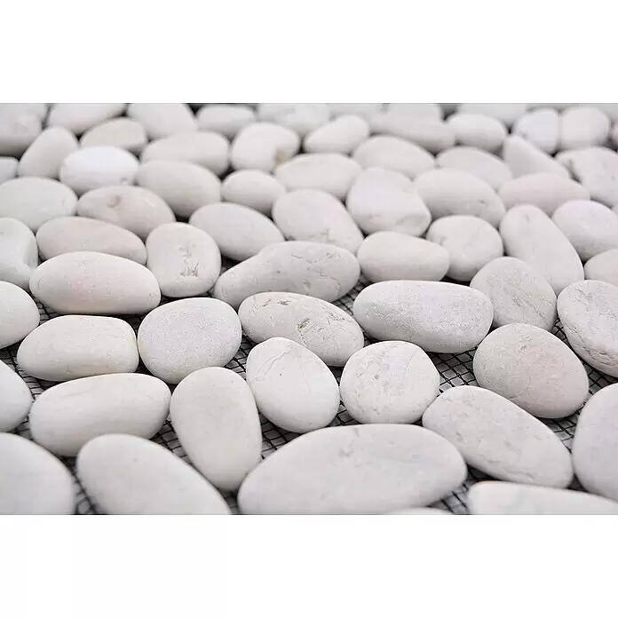 Mosaikfliese Kiesel XKF 006M - 30,5 x 30,5 cm, Weiß, Matt - Detailaufnahme