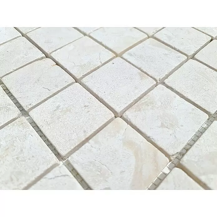 Mosaikfliese Quadrat Uni MOS TN48W - 30,5 x 30,5 cm, Cremeweiß, Matt - Detailaufnahme