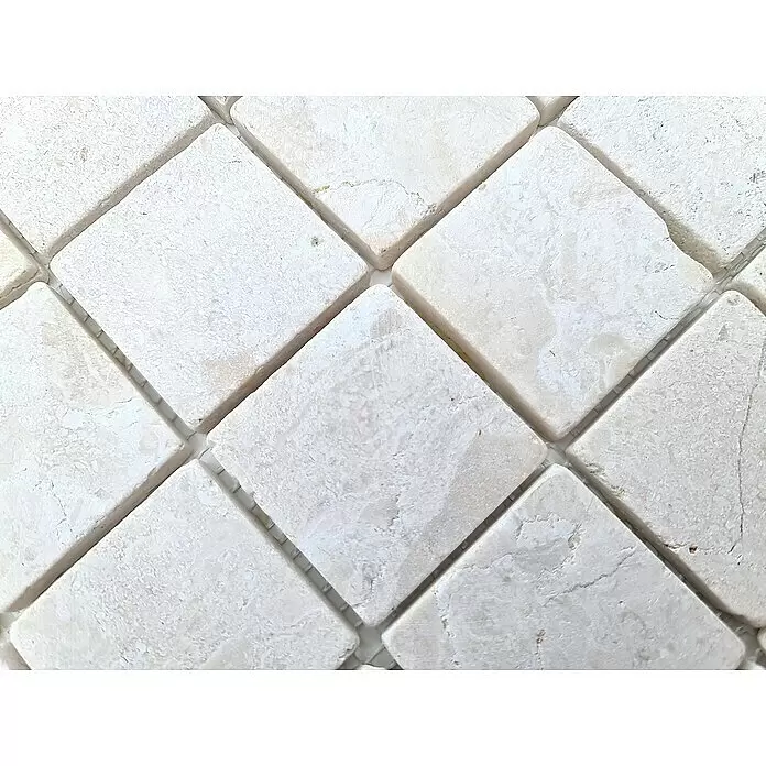 Mosaikfliese Quadrat Uni MOS TN48W - 30,5 x 30,5 cm, Cremeweiß, Matt - Detailaufnahme