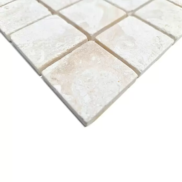 Mosaikfliese Quadrat Uni MOS TN48W - 30,5 x 30,5 cm, Cremeweiß, Matt - Detailaufnahme
