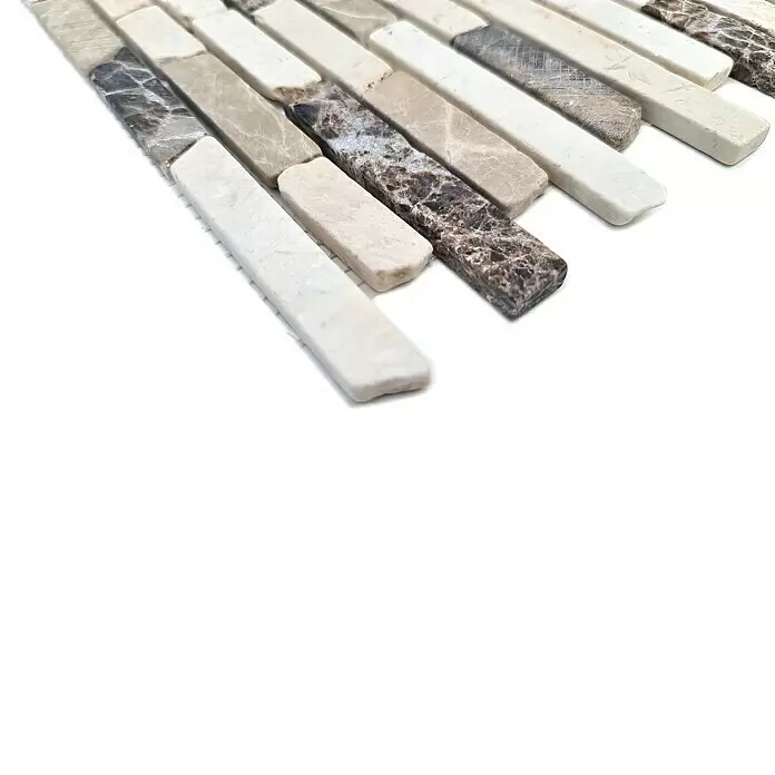 Mosaikfliese MOS BRICK 195KBM - 30,5 x 30,5 cm, Braun/Weiß, Matt - Detailaufnahme