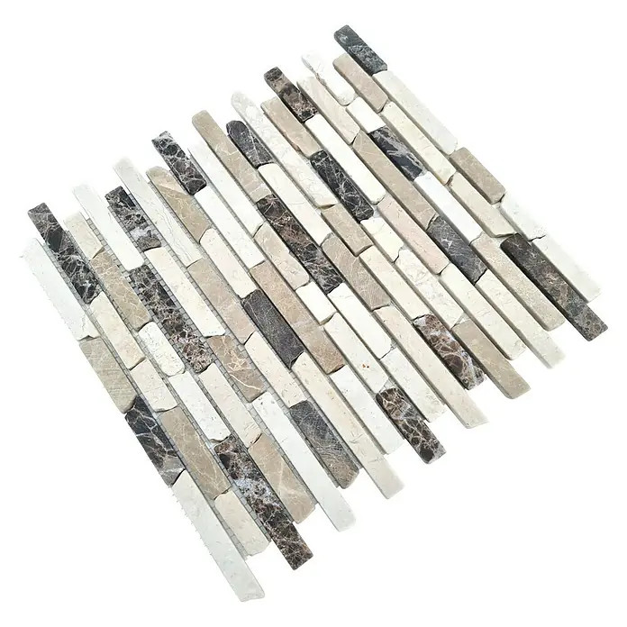 Mosaikfliese MOS BRICK 195KBM - 30,5 x 30,5 cm, Braun/Weiß, Matt - Rechteckige Mosaikfliesen in Beige- und Brauntönen für stilvolle Wand- und Bodengestaltung.