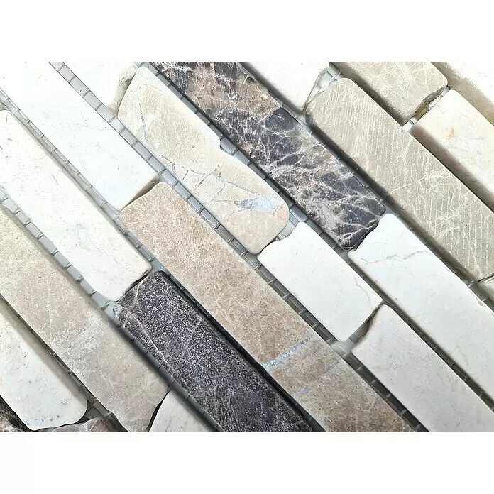 Mosaikfliese MOS BRICK 195KBM - 30,5 x 30,5 cm, Braun/Weiß, Matt - Detailaufnahme