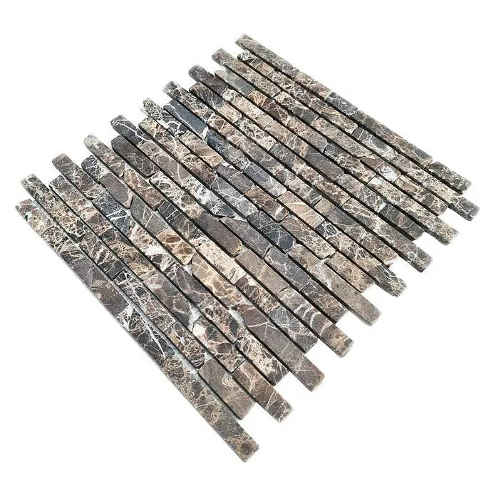 Mosaikfliese MOS BRICK 185KB - 30,5 x 30,5 cm, Braun, Matt - Quadratisches Mosaikfliesenmuster aus braunem Marmor mit einzigartigen Maserungen und Texturen.
