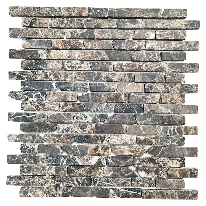 Mosaikfliese MOS BRICK 185KB - 30,5 x 30,5 cm, Braun, Matt - Elegante Mosaikfliese mit Marmoroptik. Perfekt für stilvolle Wand- und Bodengestaltung mit natürlichem Steincharakter und zeitloser Ästhetik.
