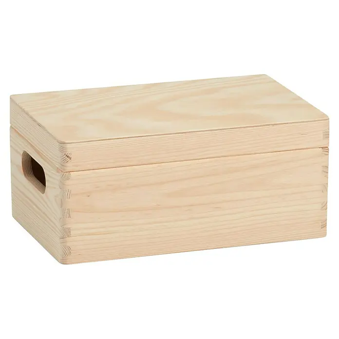 Zeller Present Holzkiste - L x B x H: 30 x 20 x 14 cm, Holz - Helle Holzkiste mit Deckel und Griffmulde, ideal zur Aufbewahrung und Organisation verschiedener Gegenstände im Haushalt oder Büro.
