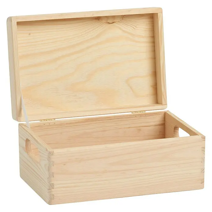 Zeller Present Holzkiste - L x B x H: 30 x 20 x 14 cm, Holz - Geöffnete Holzkiste mit Griffen an den Seiten, ideal zur Aufbewahrung verschiedener Gegenstände. Die Kiste ist unbehandelt und naturbelassen.