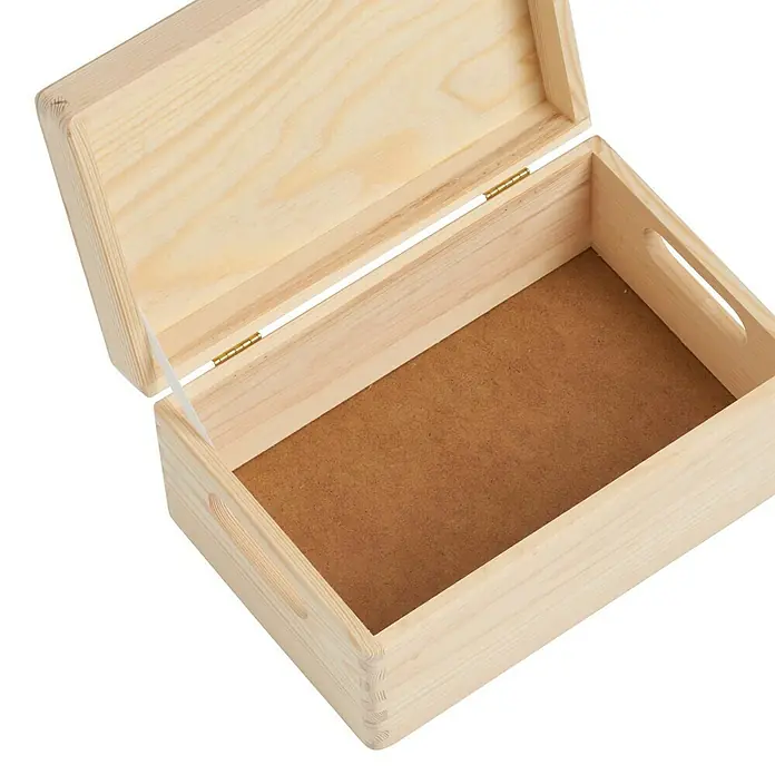 Zeller Present Holzkiste - L x B x H: 30 x 20 x 14 cm, Holz - Geöffnete, unbehandelte Holzkiste mit rechteckigen Griffen an den Seiten, ideal zur individuellen Gestaltung.