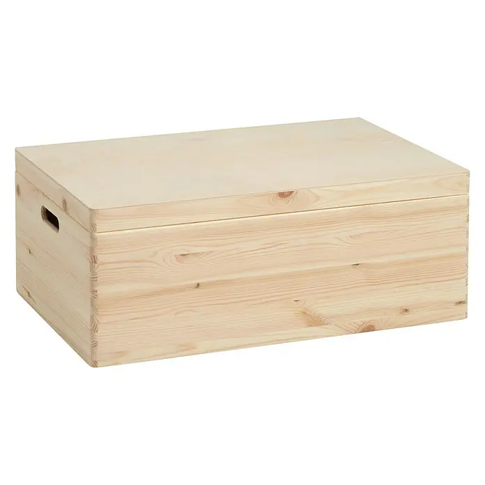 Zeller Present Holzkiste - L x B x H: 60 x 40 x 24 cm, Holz - Helle, unbehandelte Holzkiste mit Deckel und Griffmulden, ideal zur Aufbewahrung von Spielzeug und anderen Gegenständen.