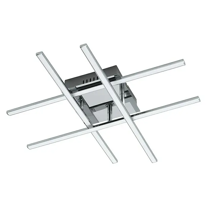 Eglo LED-Deckenleuchte Lasana 1 - 24 W, L x B x H: 50 x 50 x 9,5 cm, Chrom - Moderne LED-Deckenleuchte mit kreuzförmigen Lichtelementen in Chromoptik für stilvolle Beleuchtung.