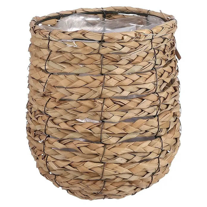 Mica Decorations Übertopf rund Avalon - Außenmaß (Ø x H): 18 x 21 cm, Hellbraun - Brauner, gewebter Pflanztopf mit wasserdichtem Inneneinsatz für Zimmerpflanzen, ideal für Wohnräume und Balkone.