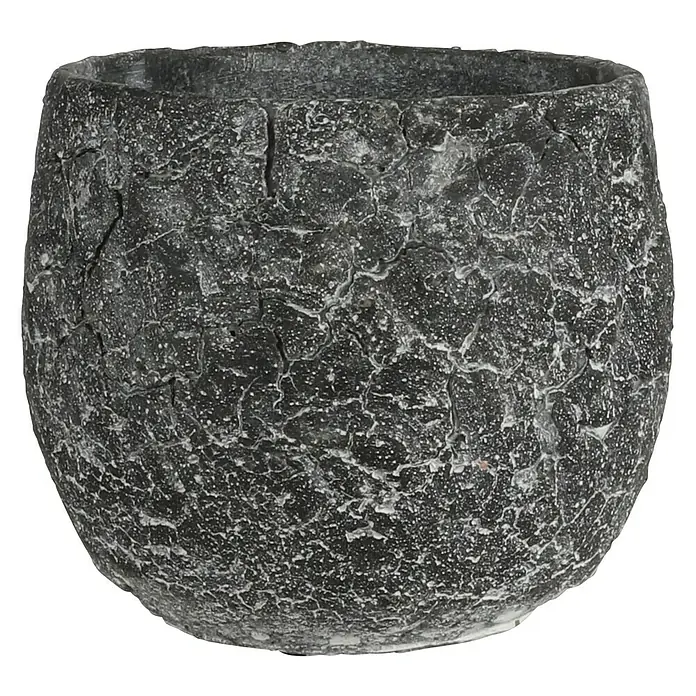 Mica Decorations Übertopf rund Thomas - Außenmaß (Ø x H): 15 x 12,5 cm, Anthrazit - Dekorativer Pflanztopf mit rauer, dunkler Oberfläche für Innen- und Außenbereiche, ideal zur stilvollen Präsentation von Pflanzen.