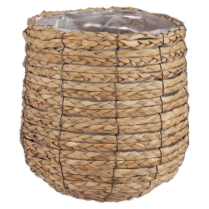 Mica Decorations Übertopf rund Avalon - Außenmaß (Ø x H): 26 x 26 cm, Hellbraun - Naturfarbener Pflanzgefäß-Korb mit Drahtverstärkung und Folieneinsatz für Zimmerpflanzen, ideal zur Dekoration von Wohnräumen.