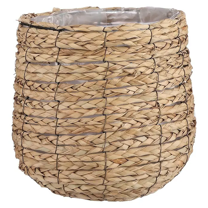 Mica Decorations Übertopf rund Avalon - Außenmaß (Ø x H): 30 x 31 cm, Hellbraun - Handgefertigter Pflanzkorb aus Wasserhyazinthe, ideal für Zimmerpflanzen. Natürliches Design für stilvolle Dekoration.