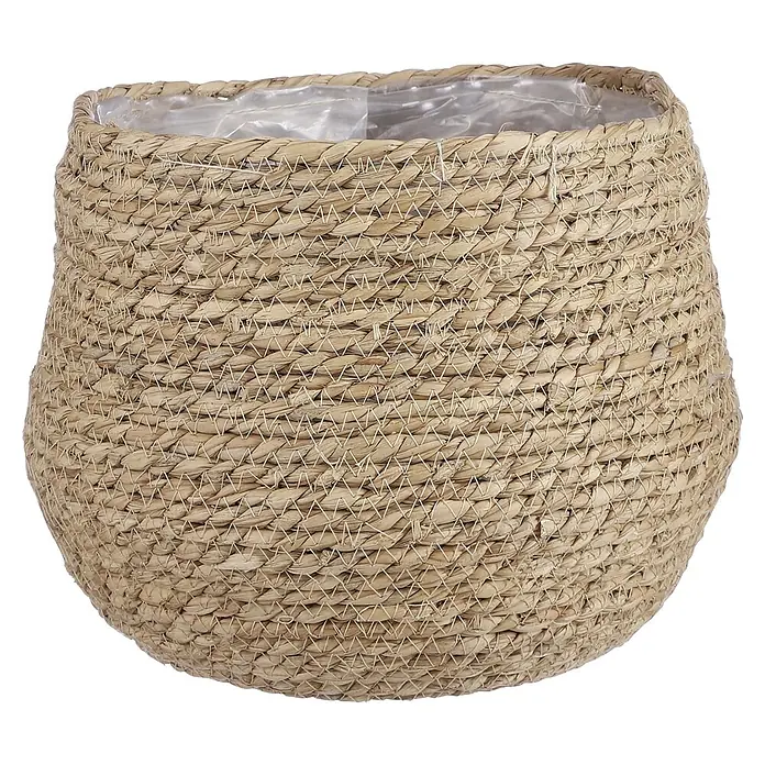 Mica Decorations Pflanzkorb Jorck - Außenmaß (Ø x H): 26 x 24 cm, Hellbraun - Handgefertigter Korb aus Wasserhyazinthe. Das perfekte Dekorationsobjekt für Zimmerpflanzen. Mit praktischem Kunststoffeinsatz.