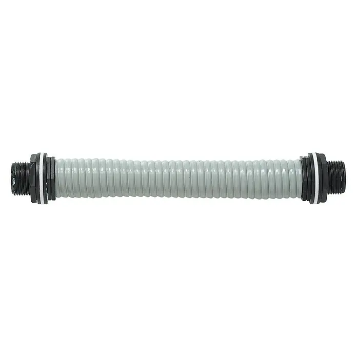 Garantia Verbindungs-Set - Größe Anschluss: 32 mm - Graues flexibles Rohr mit Gewindeenden und schwarzen Dichtungen für sanitäre Anwendungen.