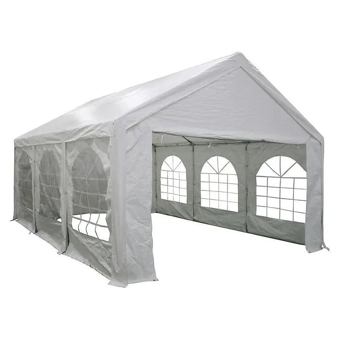 Sunfun Partyzelt - B x T: 396 x 600 cm, Farbe Dach: Weiß - Weisses Partyzelt mit Fenstern für Veranstaltungen im Freien. Ideal für Gartenpartys und Feiern.