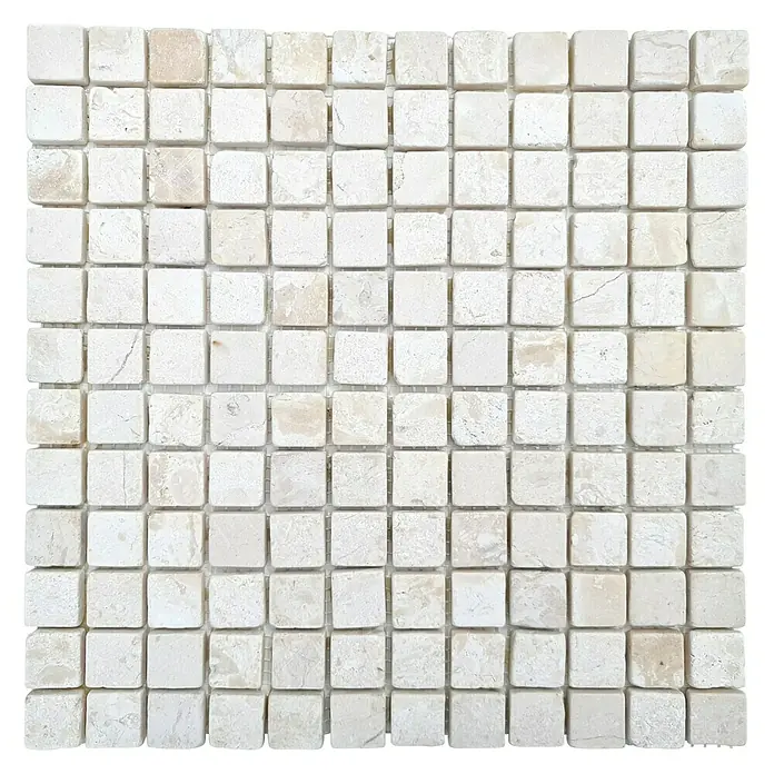 Mosaikfliese Quadrat Uni MOS TN23W - 30,5 x 30,5 cm, Cremeweiß, Matt - Quadratisches Mosaikfliesen-Design mit cremefarbenen Steinen, ideal für Badezimmer und Küchenrückwände. Verleiht jedem Raum eine elegante Note.