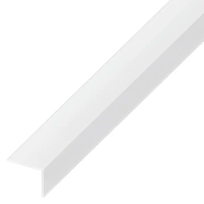Winkelprofil - 1.000 x 25 x 20 mm, Stärke: 2 mm, Kunststoff, Transparent - Eine weiße Winkelleiste, ideal zum Schutz von Ecken und Kanten im Innenbereich, perfekt für ein sauberes und modernes Erscheinungsbild.