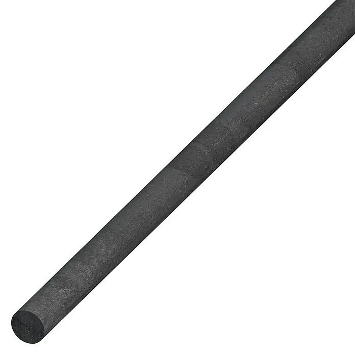 Rundstange - Ø x L: 16 x 1.000 mm, Stahl - Nahaufnahme eines zylindrischen Graphitstabs mit rauer Oberfläche, ideal für künstlerische Anwendungen und technische Zwecke.