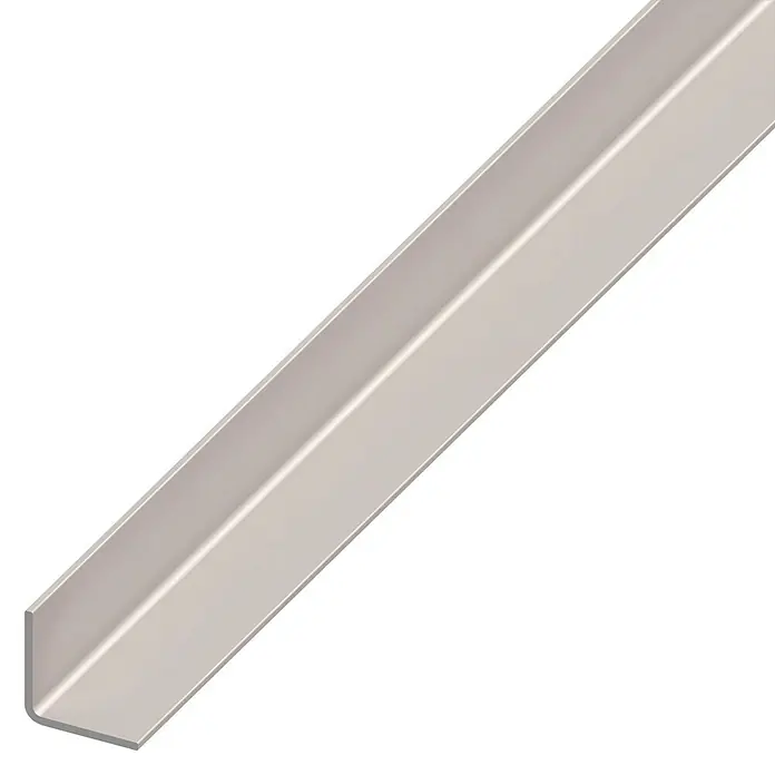 Winkelprofil 15x15 mm - 1.000 x 15 x 15 mm, Stärke: 1 mm, Stahl, Stahlgrau - Nahaufnahme einer Aluminium-Winkelschiene mit präziser Verarbeitung und glatter Oberfläche. Ideal für Konstruktionen und DIY-Projekte.