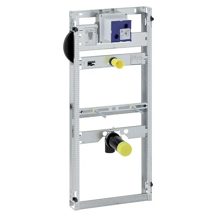 Geberit Gis Urinal-Montageelement 461.621.00.1 - 1-Mengen-Spülung, 10 x 42 x 109 cm - Detailaufnahme einer Sanitärvorwandinstallation, robust und präzise gefertigt, für moderne Badezimmerdesigns.