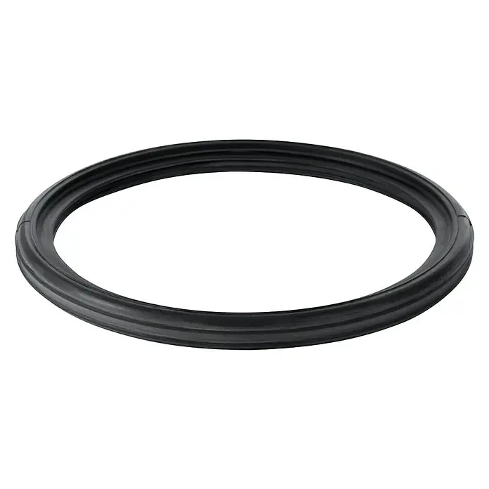 Geberit PE-Dichtung 387.282.00.1 - Durchmesser: 90 mm - Nahaufnahme eines schwarzen Gummiringes mit Rillen, ein vielseitiges Dichtungs- oder Verbindungselement für verschiedene Anwendungen.