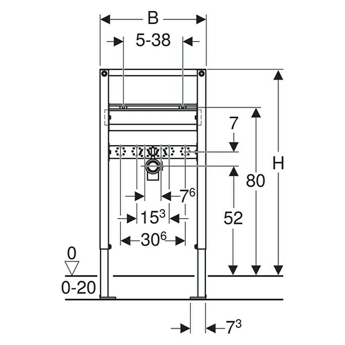 Geberit Duofix Waschtisch-Vorwandelement7,5 x 50 x 82 cm, Pulverbeschichtet Unknown