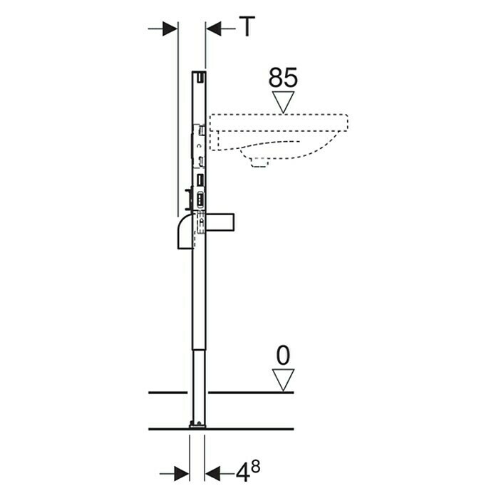 Geberit Duofix Waschtisch-Vorwandelement7,5 x 50 x 82 cm, Pulverbeschichtet Unknown