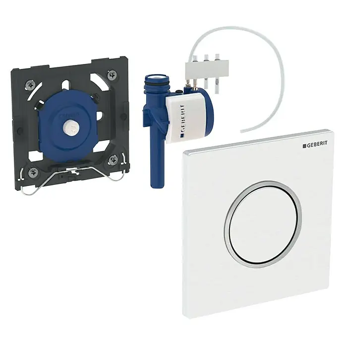 Geberit Betätigungsplatte Sigma 10 - 116015KJ1 - Weiß, 1-Mengen-Spülung - Ein umfassendes Set für die Installation einer modernen Toilette, inklusive Betätigungsplatte und Montageelementen von Geberit.