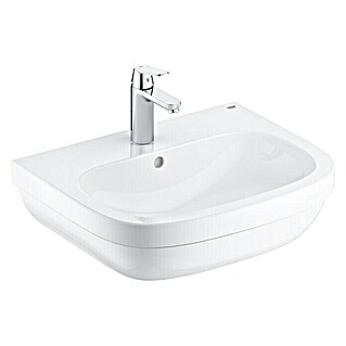 Grohe Waschtisch-Set Euro (60 x 48 cm, Ohne Spezialglasur, Hahnloch: Mitte, Mit Überlauf, Weiß)