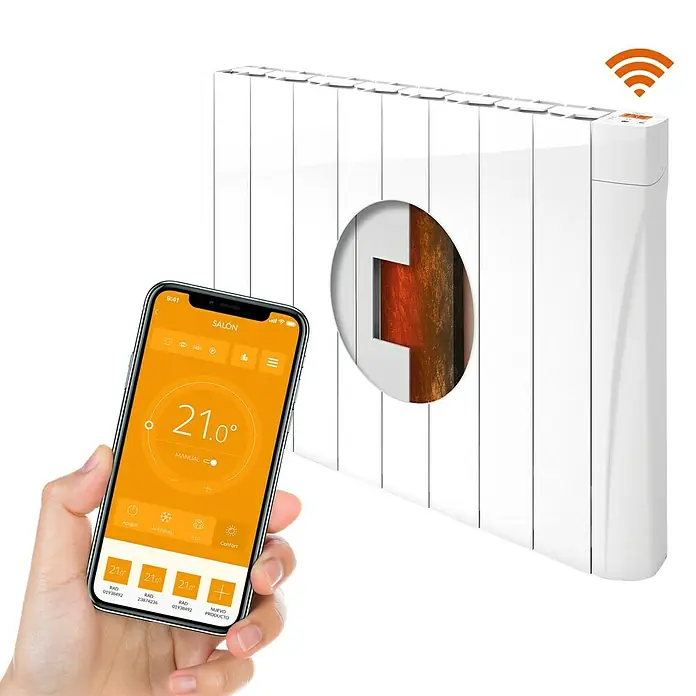 Voltomat HEATING Emisor térmico VOLCW - 1.250 W, Blanco, 9,8 x 74,7 x 57,5 cm, Cerámico - Radiador inteligente con control de aplicación para la regulación individual de la temperatura y eficiencia energética.