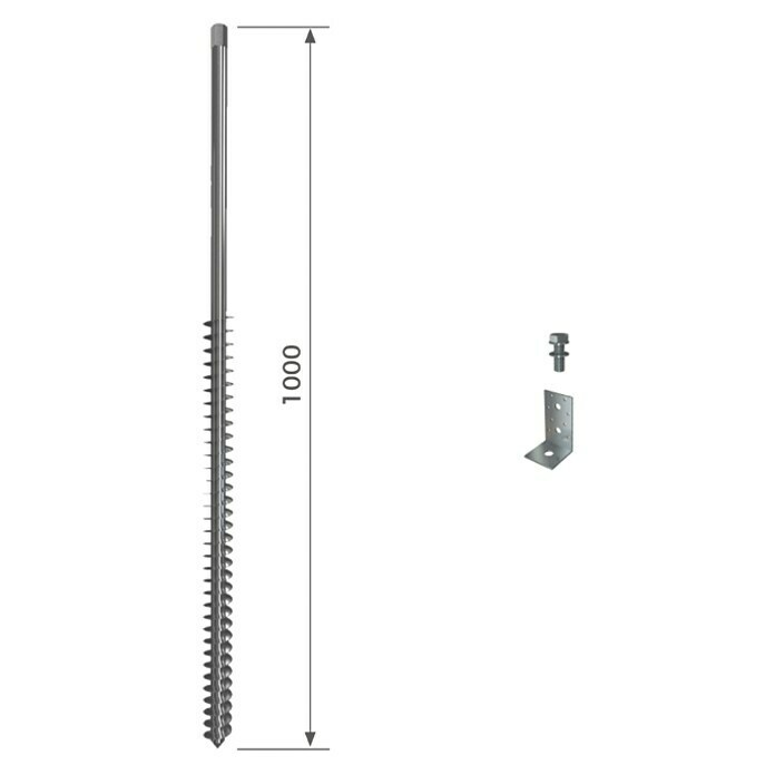 Schraubfundament TwisterLänge: 1.000 mm, Gewinde: M16 Detail Shot