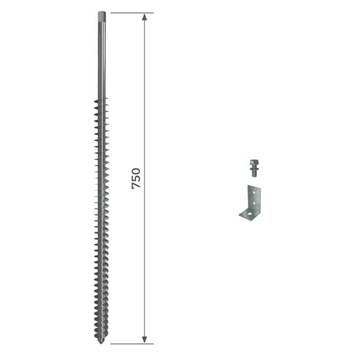 Schraubfundament TwisterLänge: 750 mm, Gewinde: M12 Detail Shot