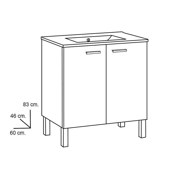 Mueble de lavabo Miami (L x An x Al: 46 x 60 x 83 cm, Nature, Mate)