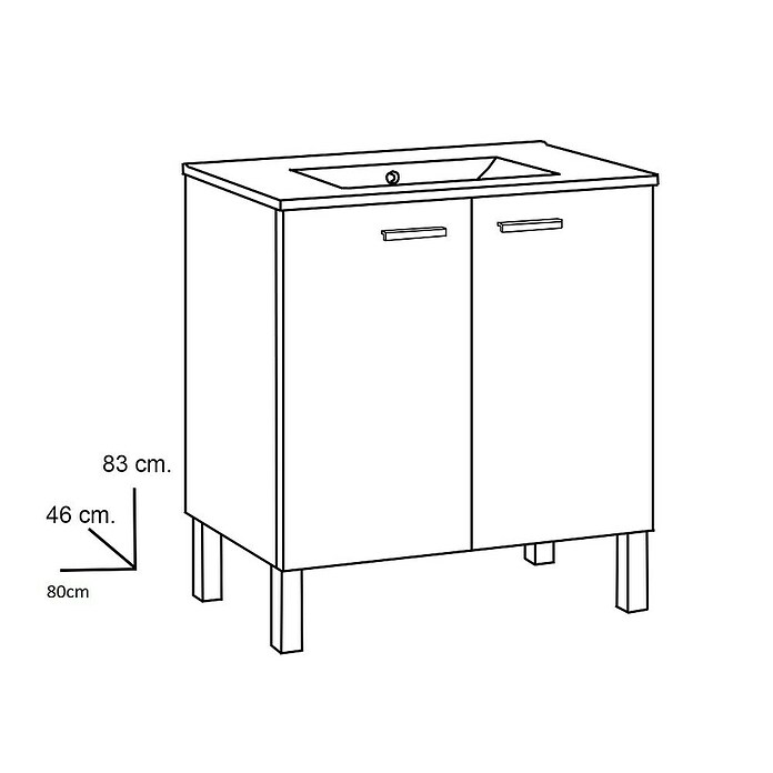Mueble de lavabo Miami (L x An x Al: 46 x 80 x 83 cm, Nature, Mate)