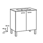 Mueble de lavabo Miami (L x An x Al: 46 x 80 x 83 cm, Nature, Mate)
