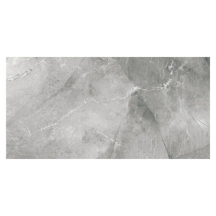 Feinsteinzeugfliese (60 x 120 cm, Grau, Poliert)