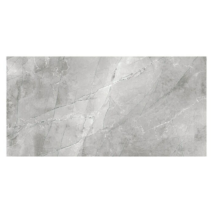 Feinsteinzeugfliese (60 x 120 cm, Grau, Poliert)