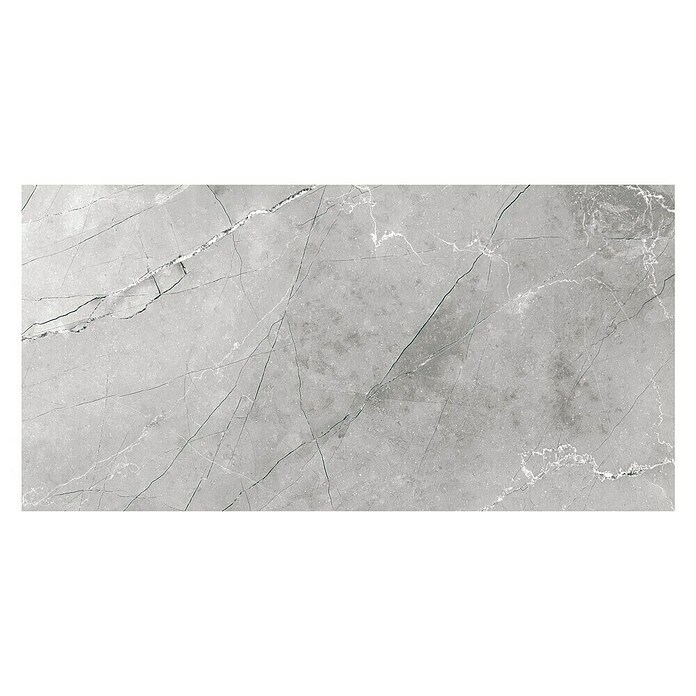 Feinsteinzeugfliese (60 x 120 cm, Grau, Poliert)