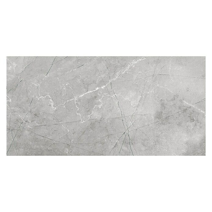 Feinsteinzeugfliese (60 x 120 cm, Grau, Poliert)