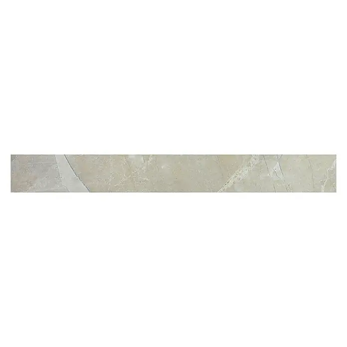 Sockelfliese Premium Marble - 7 x 60 cm, Ivory, Glänzend - Elegante Marmorfliese in sanften Beigetönen mit natürlichen Maserungen. Ideal für stilvolle Wand- oder Bodengestaltung, die Wärme und Eleganz verleiht.