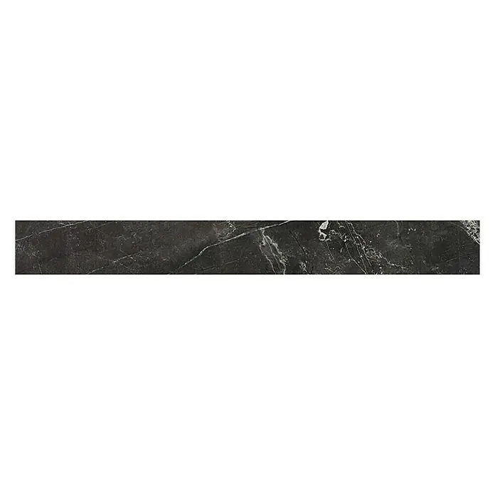 Sockelfliese Premium Marble - 7 x 60 cm, Anthrazit, Glänzend - Schwarze Marmorfliese mit grauen Adern. Perfekt für stilvolle Innenräume und zeitgemäße Designs. Hochwertige Optik für jeden Raum.