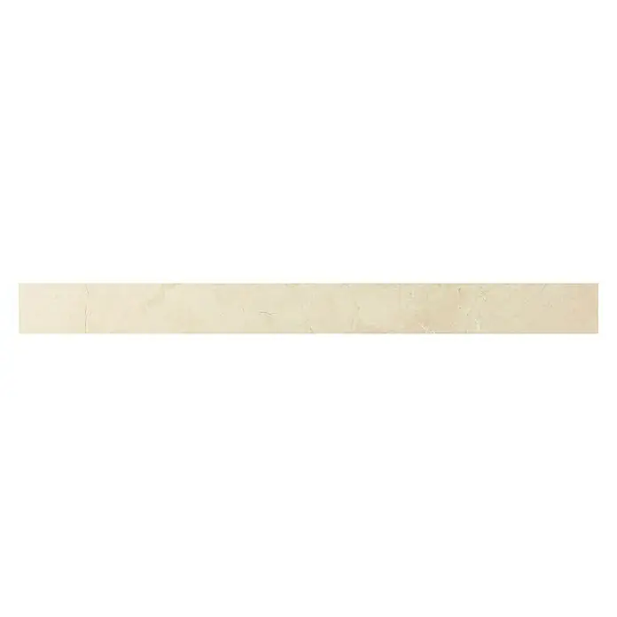 Sockelfliese Premium Marble - 7 x 80 cm, Beige, Glänzend - Cremefarbenes Marmorstück, ideal für stilvolle Akzente in Innenräumen. Die natürliche Maserung verleiht jedem Raum eine elegante Note.